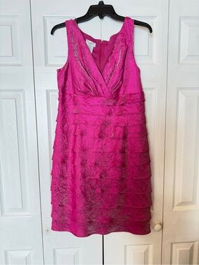 Sleeveless Fuchsia Layered V-Neck Dress